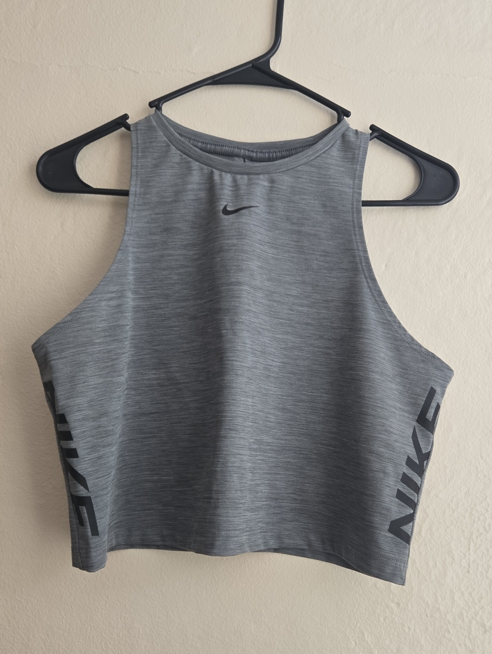 Nike Heather Gray Cropped Athletic Tank with Black Logos